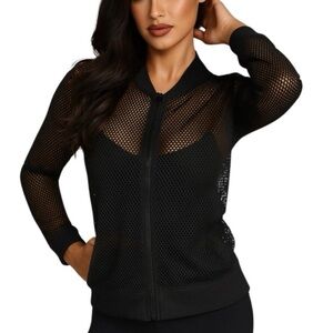 NWT $58 Victoria’s Secret Sport Mesh Bomber Zip Up Jacket Black